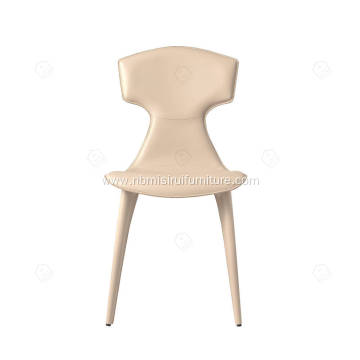 Italian minimalist rice white leather Ele side chairs